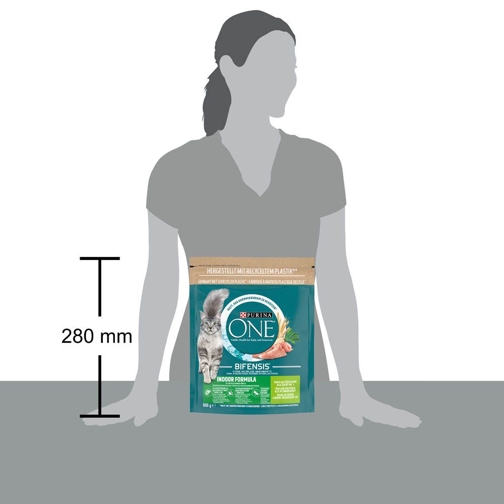 Purina ONE BIFENSIS Adult kattenvoer, 800g zak. Helpt de darmflora te beschermen. Met kip.