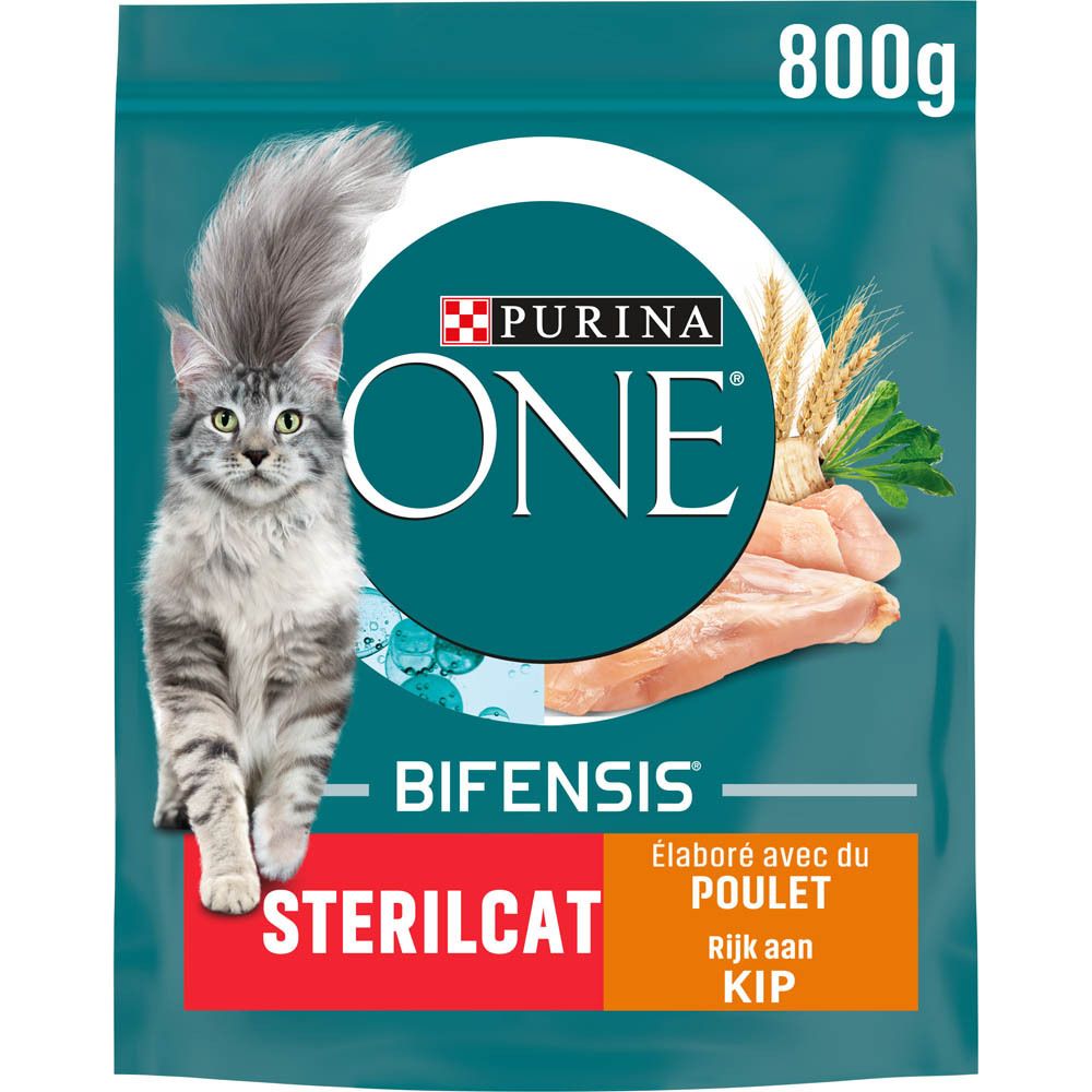 Purina One Sterilcat droogvoer voor katten met kip, 800g zak.