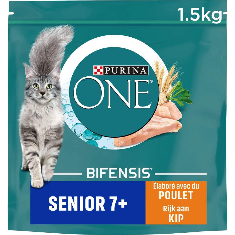 Sac de croquettes Purina ONE Senior 7+ pour chat, 1.3kg.