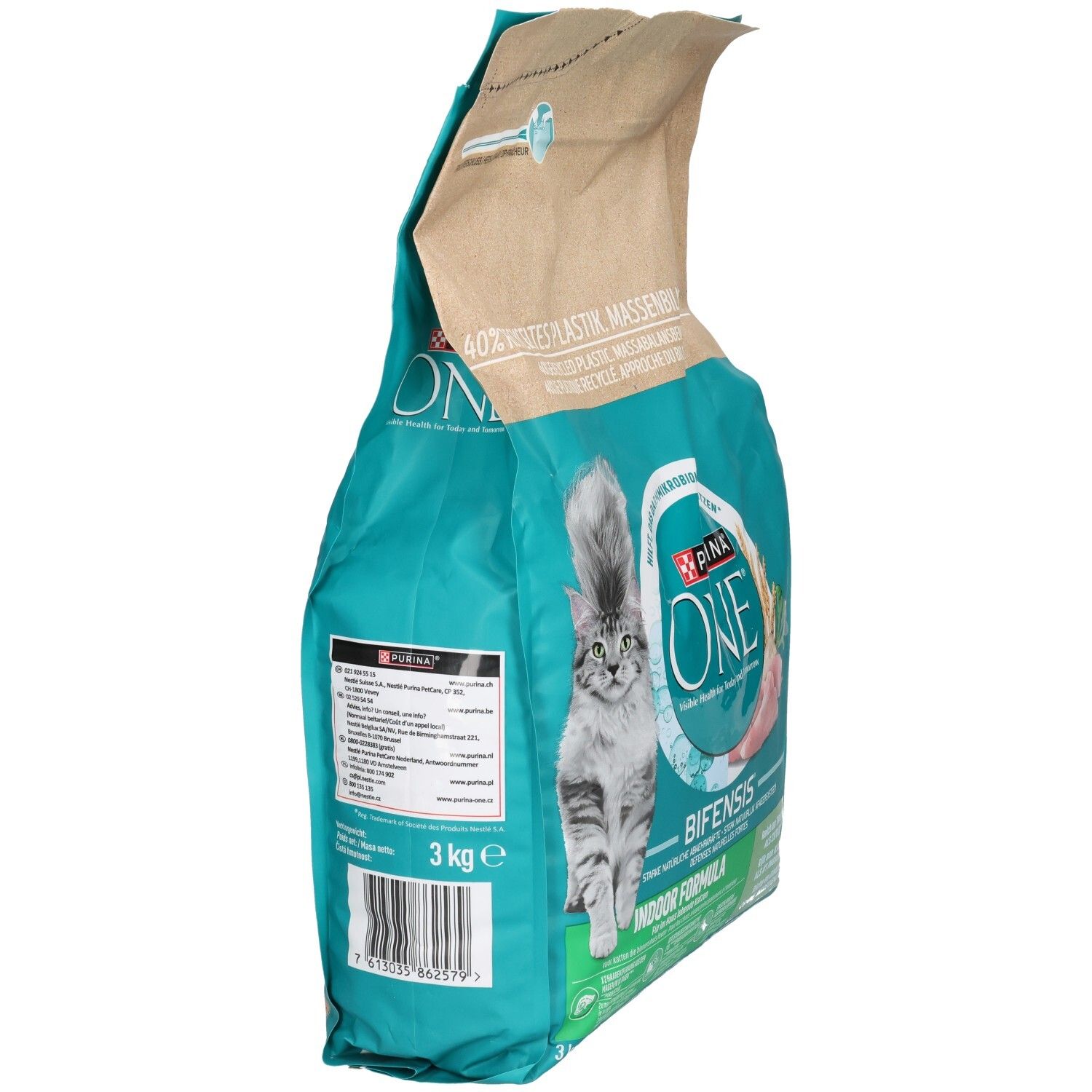 Nourriture pour chat Purina ONE BIFENSIS Indoor Formula, sac de 3kg.