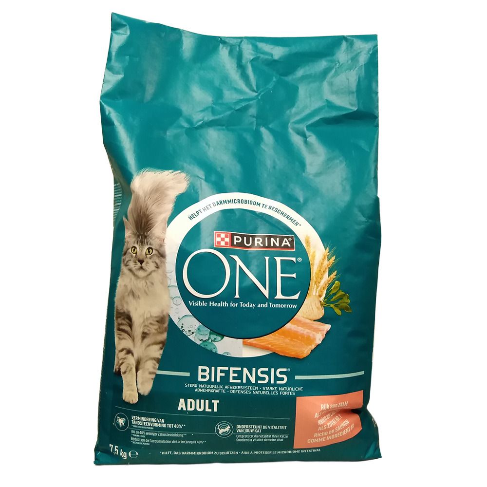 Purina ONE kattenvoer Adult, 7,5kg zak met zalm en granen.