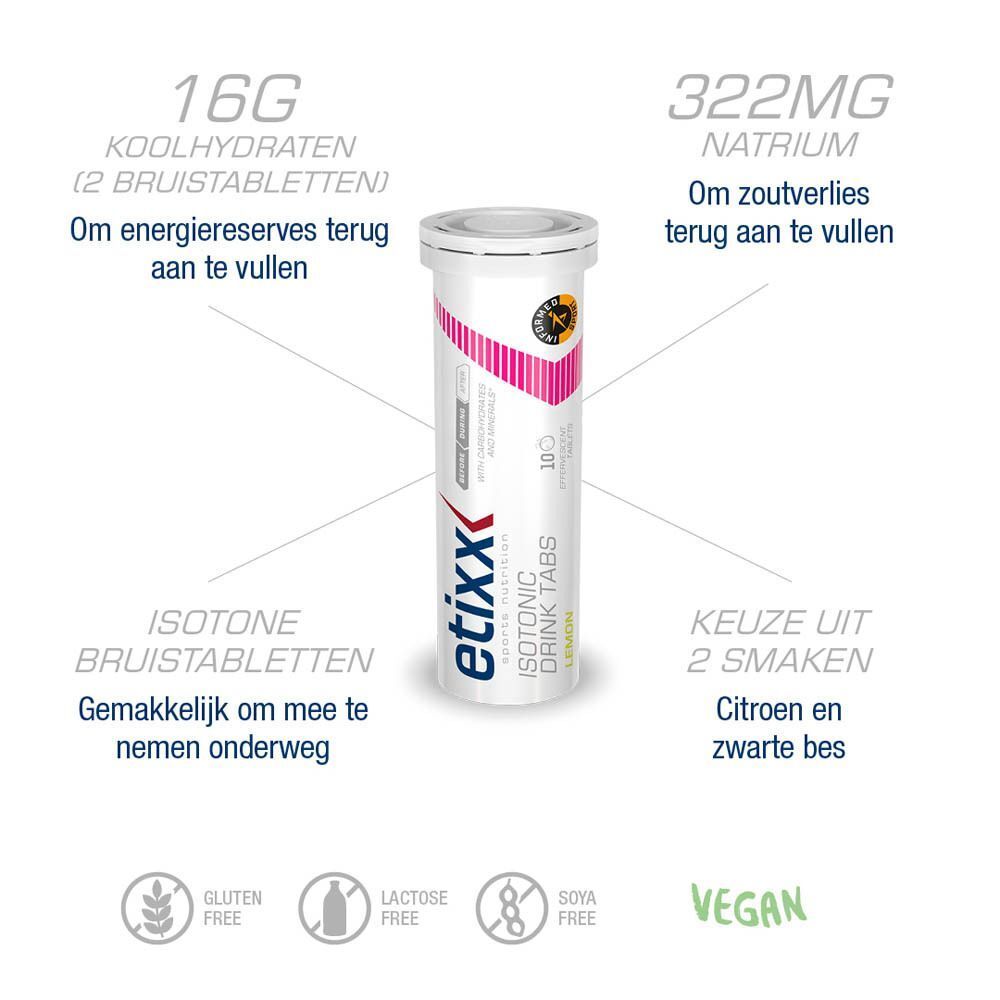 Etixx Isotonic Drink Tabs Citroen: pak, tube, citroen, bubbels, 6x10.