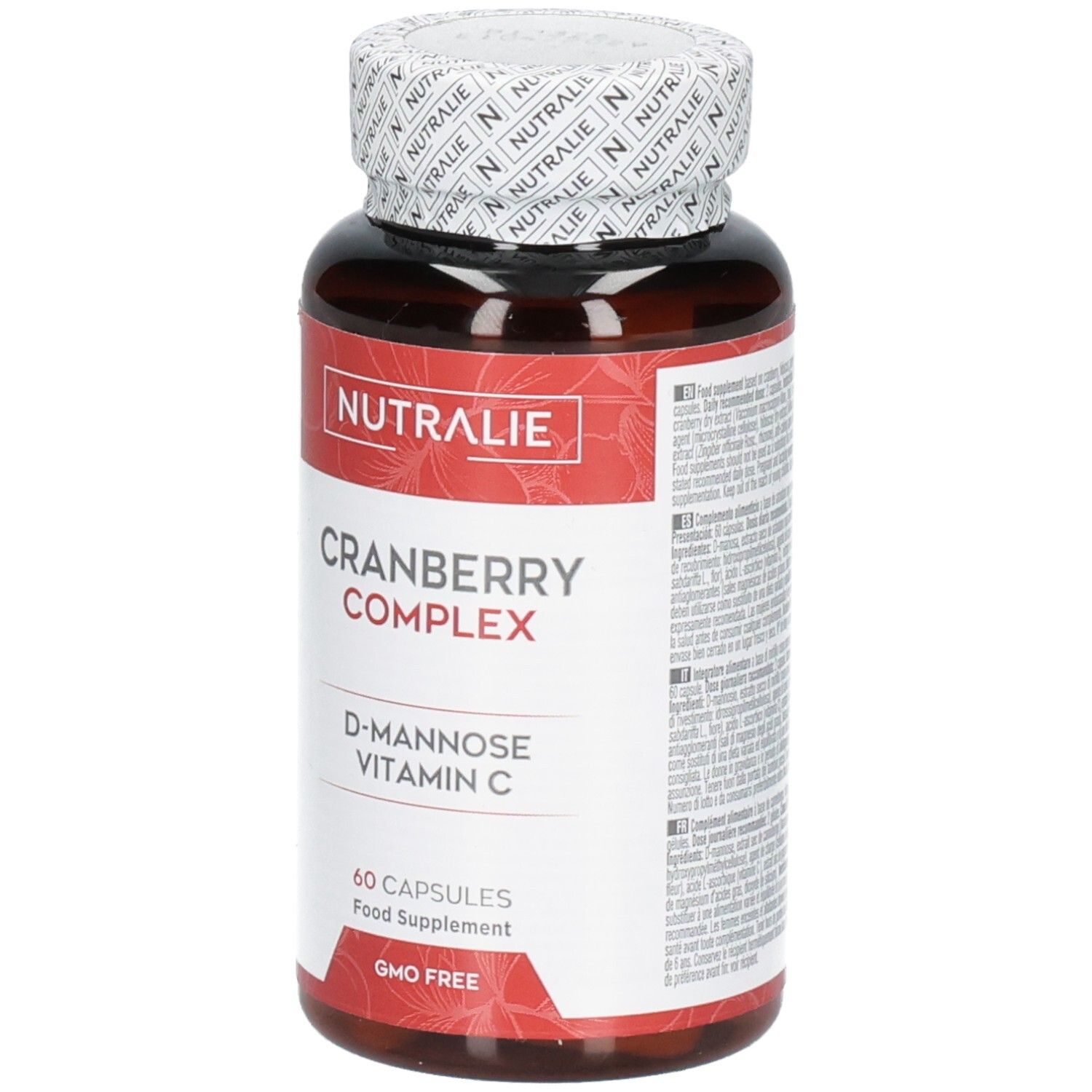 Gélules Nutralie Cranberry Complex avec D-Mannose et Vitamine C, 60 gélules.