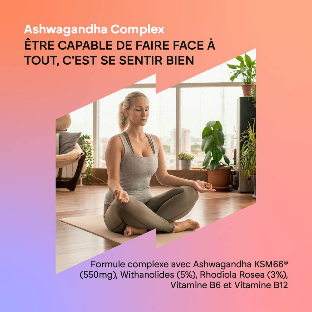 Nutralie Ashwagandha Complex: Formule complexe avec 550mg Ashwagandha KSM-66, Rhodiola Rosea, Vitamines B6 & B12.