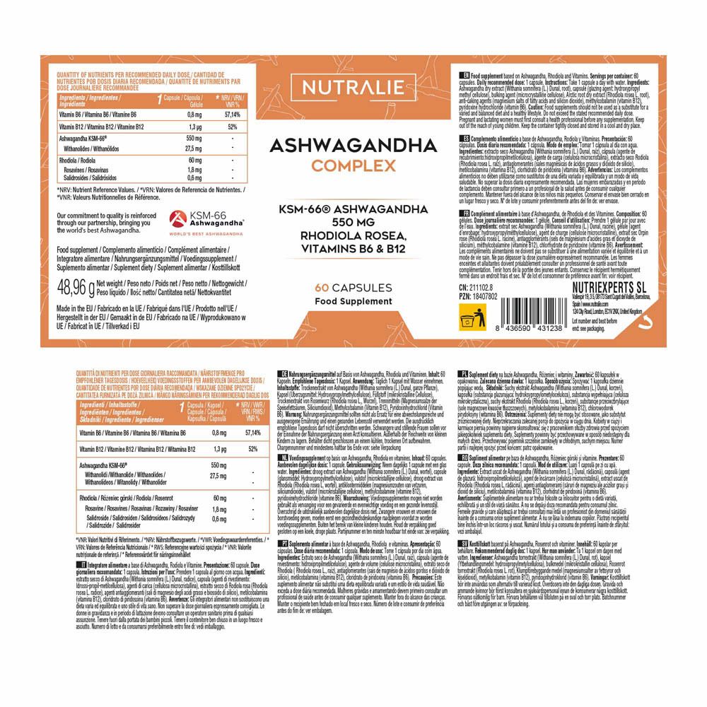 Nutralie: Presentatie van het productassortiment, inclusief Ashwagandha Complex.