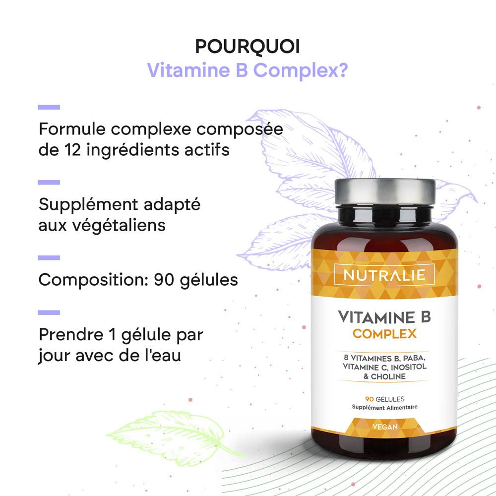 Nutralie Vitamine B Complex côté avec ingrédients.