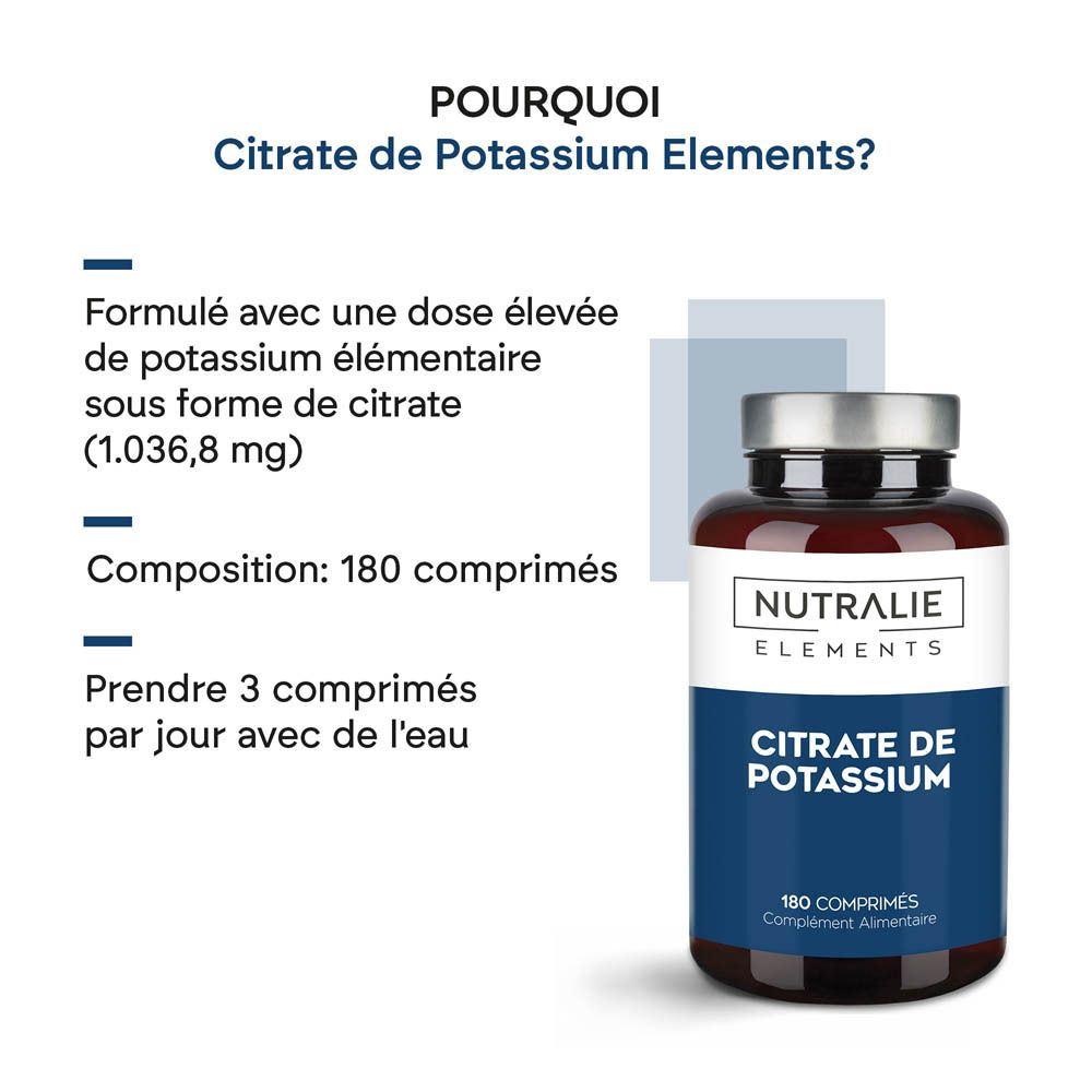 Informations sur Nutralie Citrate de Potassium, 180 Comprimés.