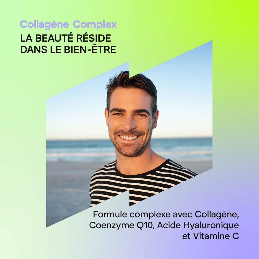 Arrière de la bouteille Nutralie Collagène Complex avec informations nutritionnelles et ingrédients.