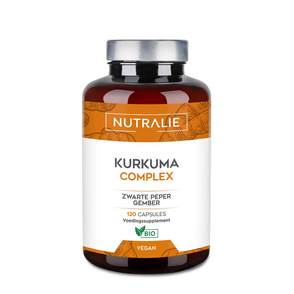 Nutralie Kurkuma Complex capsules met zwarte peper en gember. 120 capsules, Bio, Vegan.