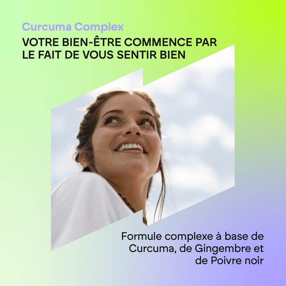 Arrière de la boîte Nutralie Curcuma Complex avec informations nutritionnelles et label Bio. 120 gélules.