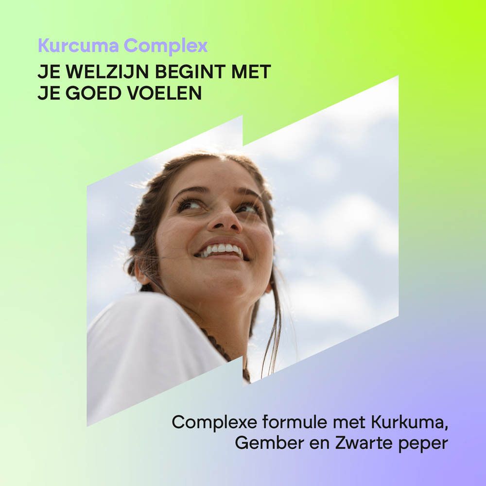Achterkant van de Nutralie Kurkuma Complex pot met voedingswaarde-informatie en Bio-keurmerk. 120 capsules.