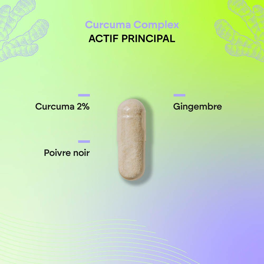 Gélules Nutralie Curcuma Complex avec poivre noir et gingembre. 120 gélules, Bio, Vegan.