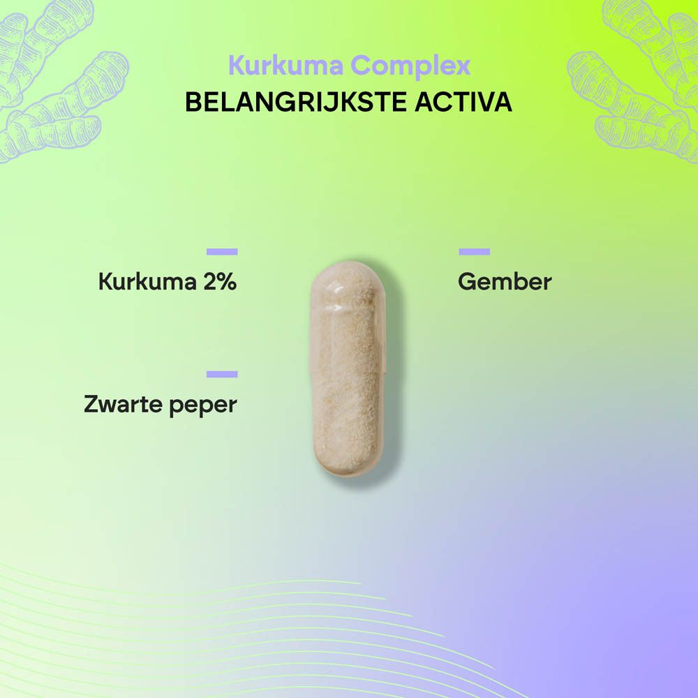 Nutralie Kurkuma Complex capsules met zwarte peper en gember. 120 capsules, Bio, Vegan.