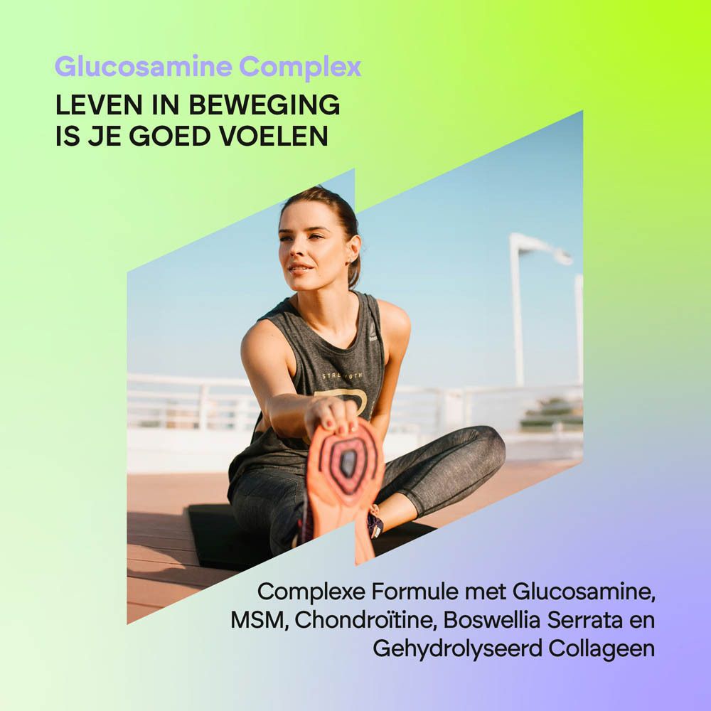Vrouw die rekt, Nutralie Glucosamine Complex voor een actief leven.