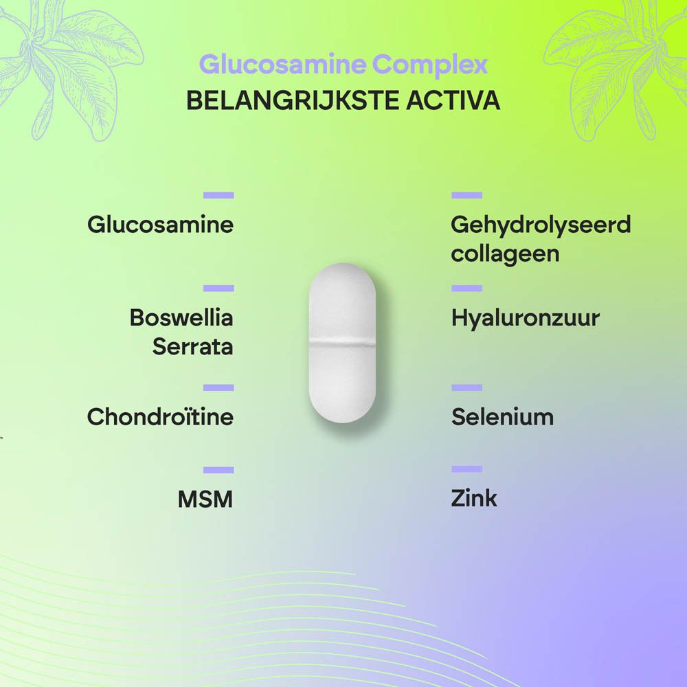 Nutralie Glucosamine Complex fles met details over actieve ingrediënten.