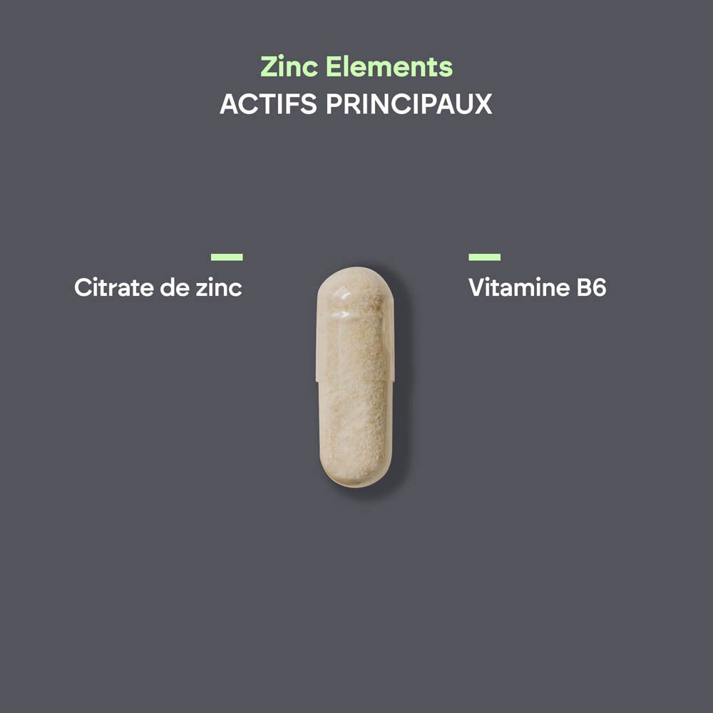 Bouteille brune Nutralie Zinc Vit. B6, 120 gélules, vue de face.