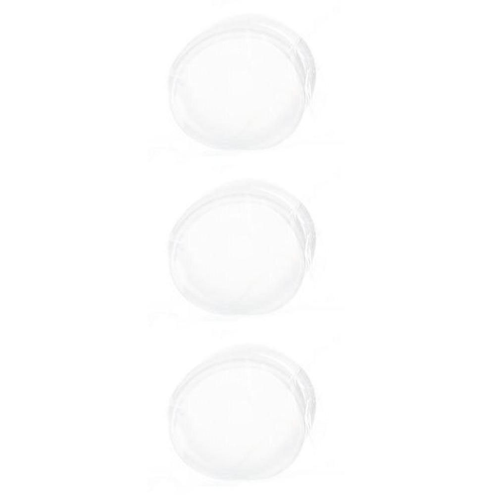 Trois coussinets d'allaitement jetables transparents en plastique.