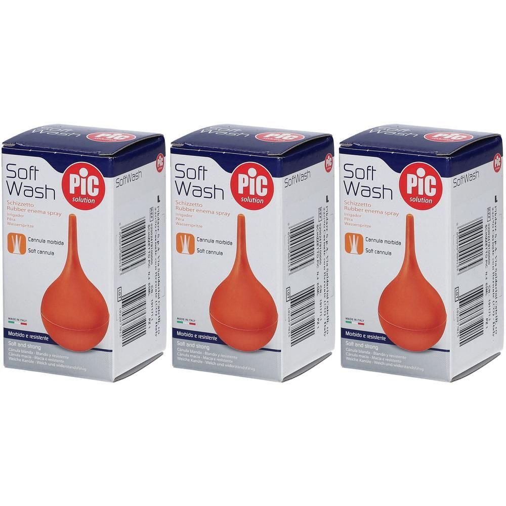 Trois boîtes contenant chacune une pipette orange. La pipette a une base en forme de poire et une pointe étroite.