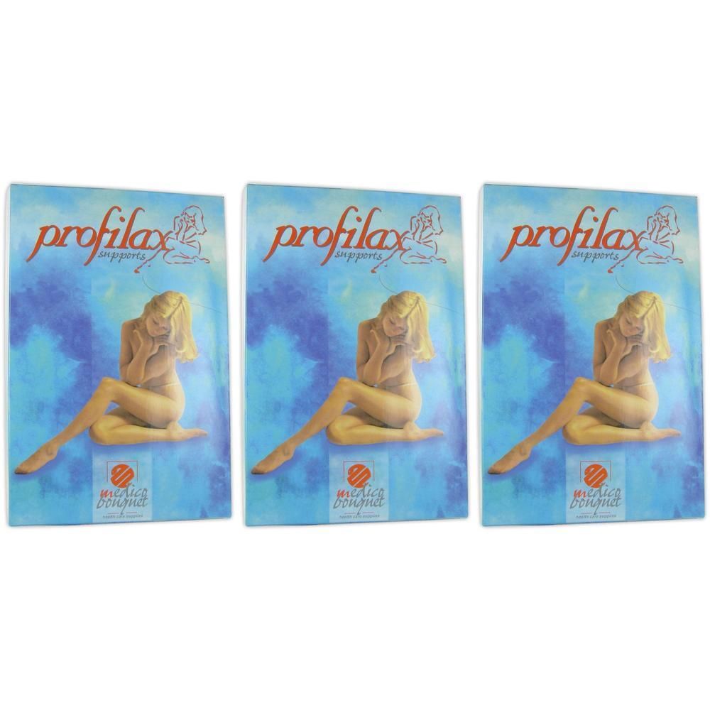 Drie pakken Profilax Supports met een zittende vrouw op de voorkant.