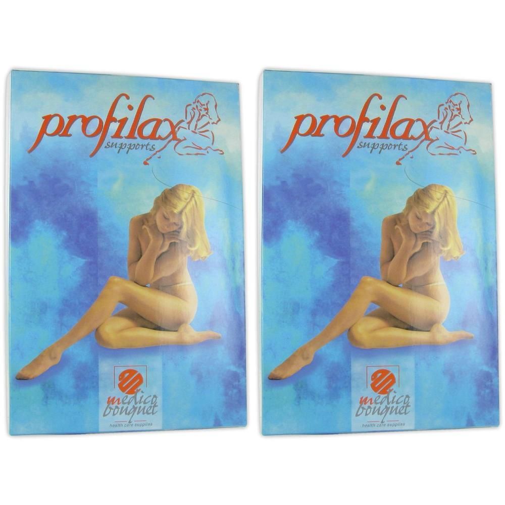Deux paquets de bas Profilax avec une femme sur la couverture.