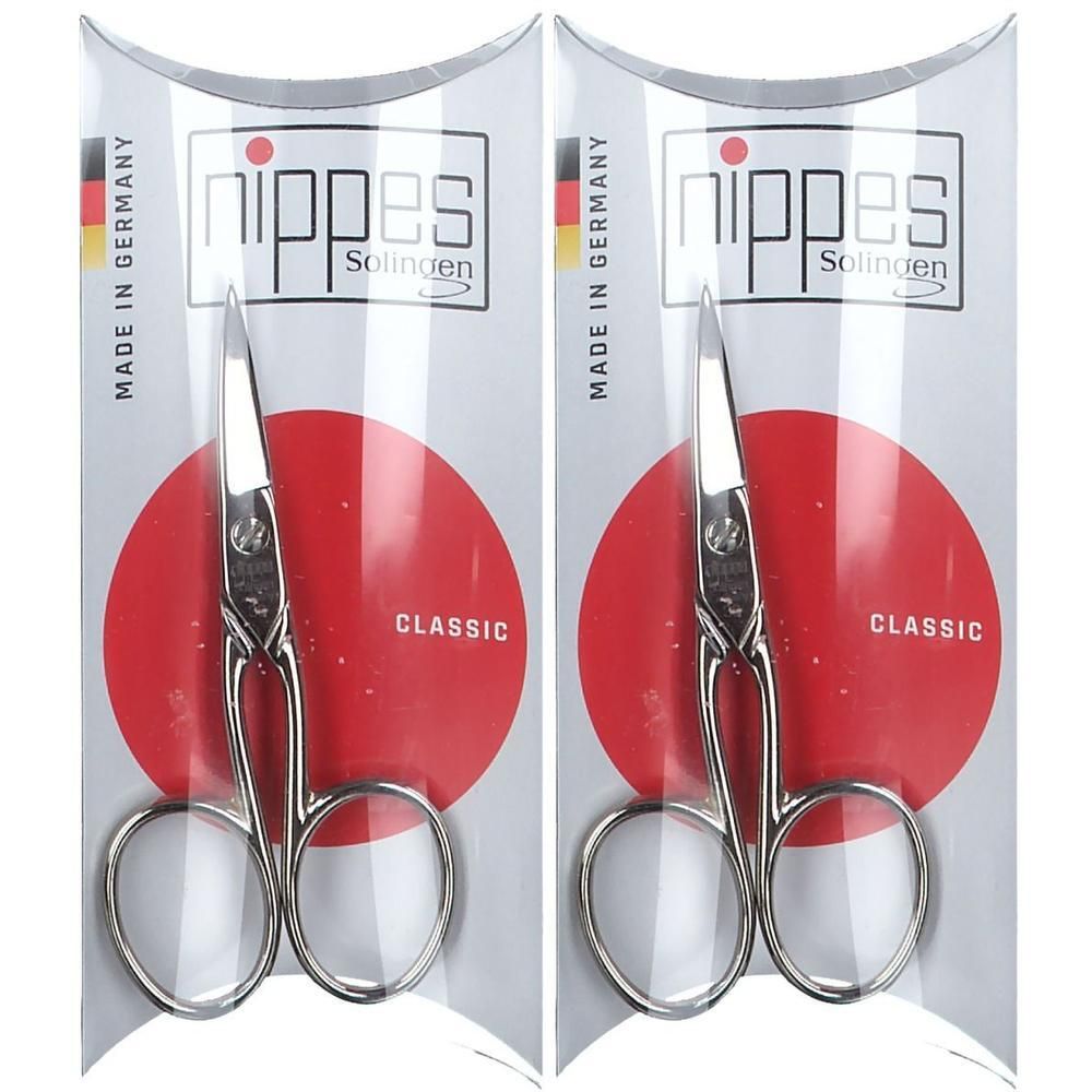 Deux paires de ciseaux à ongles Nippes, 9cm, sous blister. Fabriqué en Allemagne.