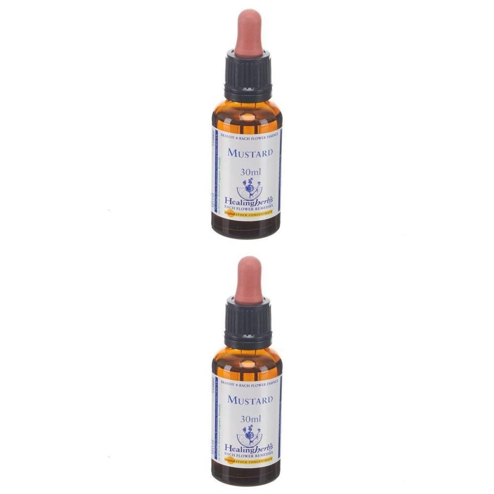 Twee bruine glazen flesjes met druppelaar, elk 30ml.