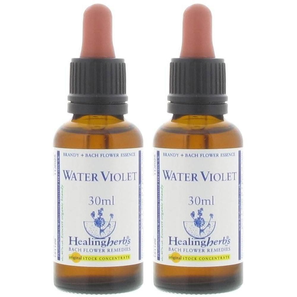 Deux flacons d'essence de Bach "Water Violet", 30ml chacun, avec compte-gouttes.