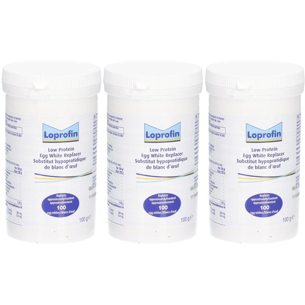 Drie potten Loprofin Eiwitvervanger, 100g.