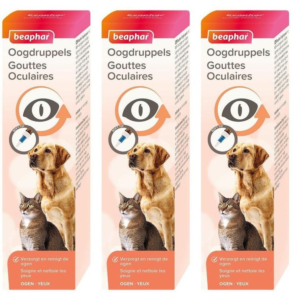Emballage Beaphar gouttes oculaires pour animaux avec chien et chat.