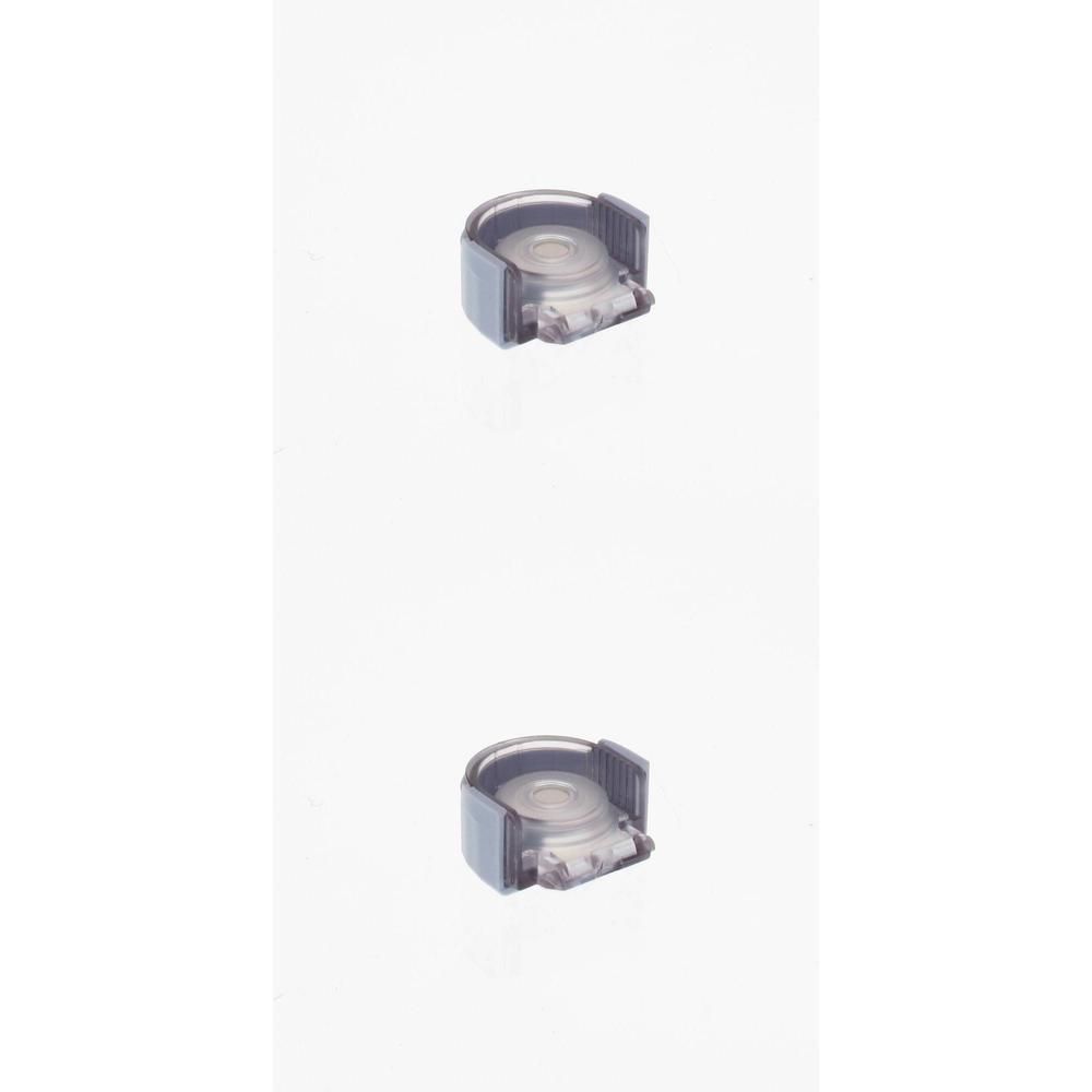 Deux petits capuchons en maille gris et transparent pour nébuliseur.