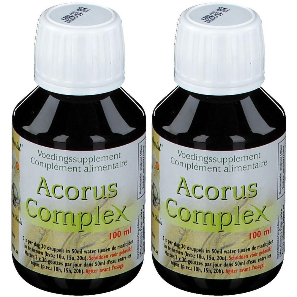 Deux flacons de Acorus Complex Complément alimentaire, 100 ml chacun.