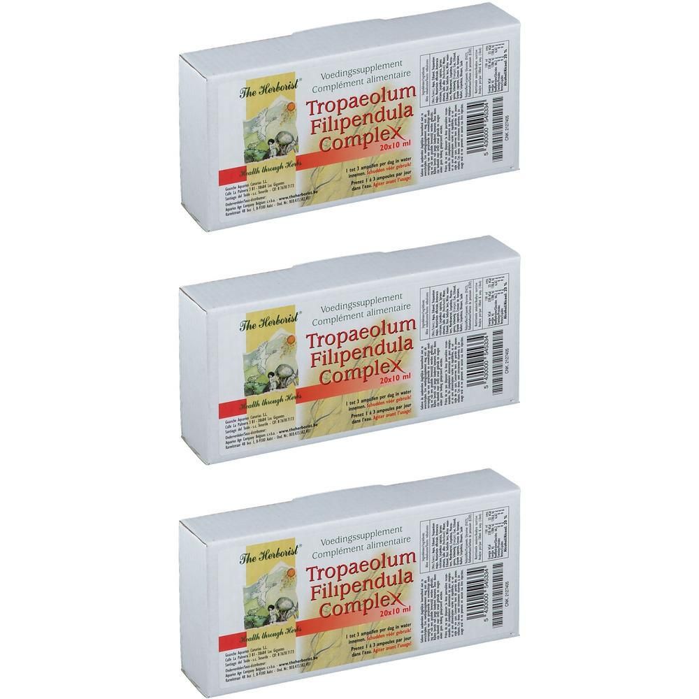 Trois boîtes de Herborist Tropaeolum Filipendula Complex, complément alimentaire.