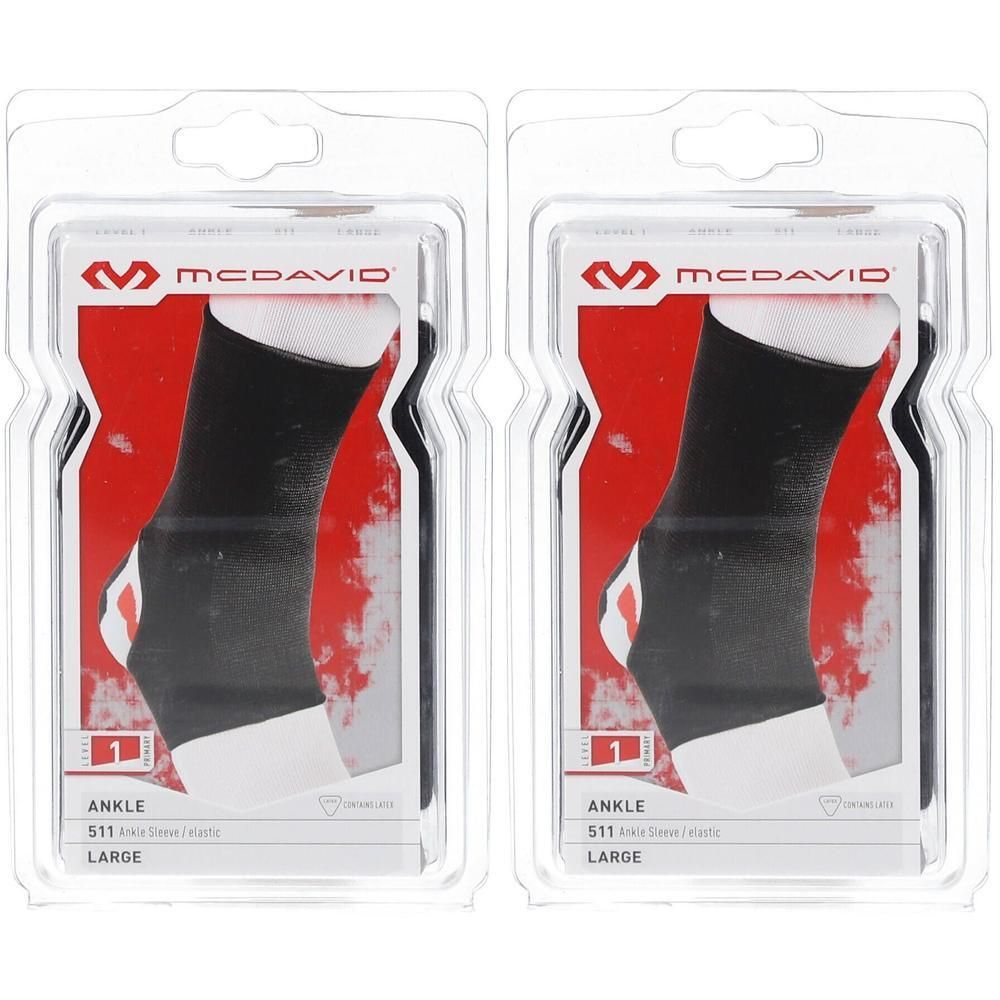 McDavid enkelbrace, zwart, maat L, in dubbelverpakking.