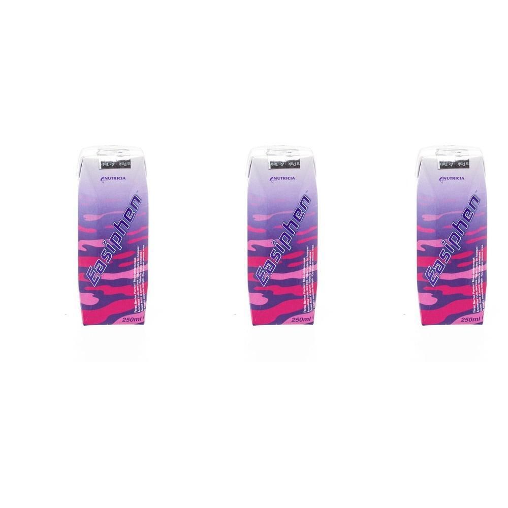 Drie pakken Easiphen Bosvruchten met paars en roze camouflagepatroon.