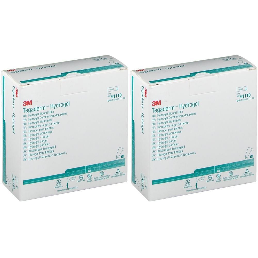 Twee verpakkingen 3M Tegaderm Hydrogel, productnummer 91110.