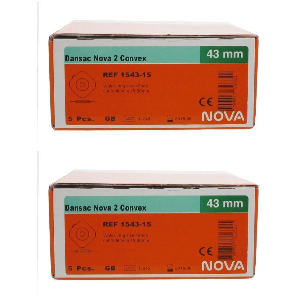 Twee verpakkingen Dansac Nova 2 Convex Platen, 43 mm, REF 1543-15, 5 stuks per verpakking.
