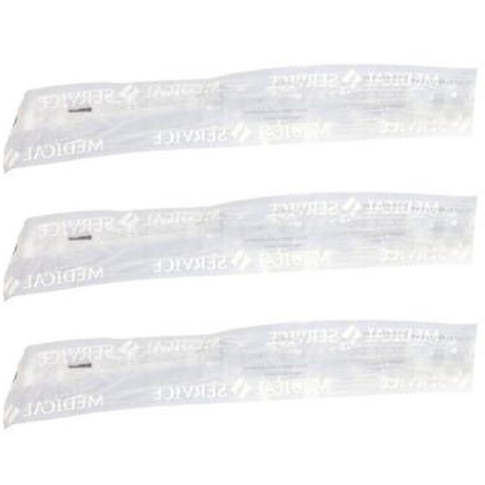 Trois sondes emballées individuellement, chacune de 30 cm, avec inscription "MEDICAF".
