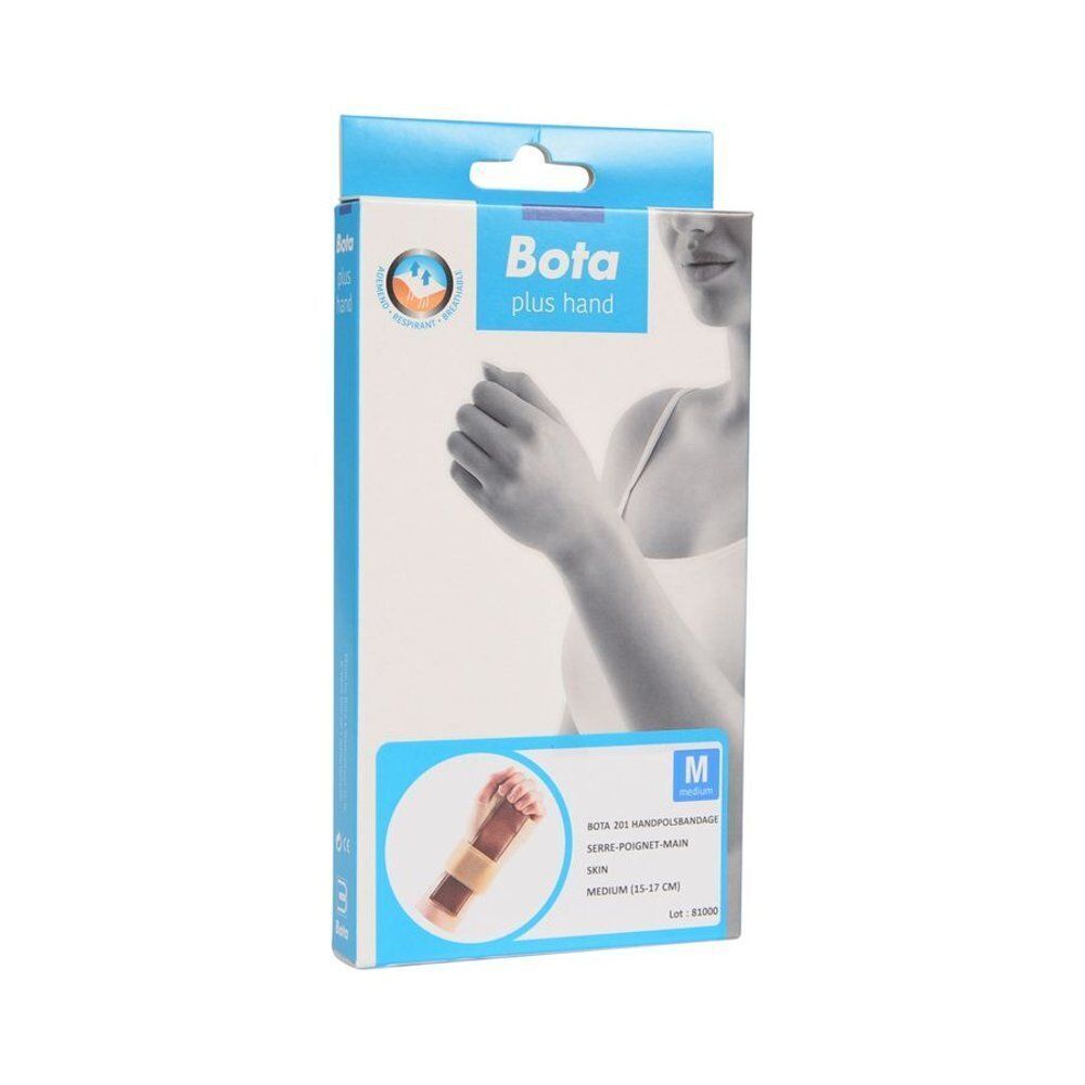 Verpakking van een polsbandage, maat M, merk Bota.