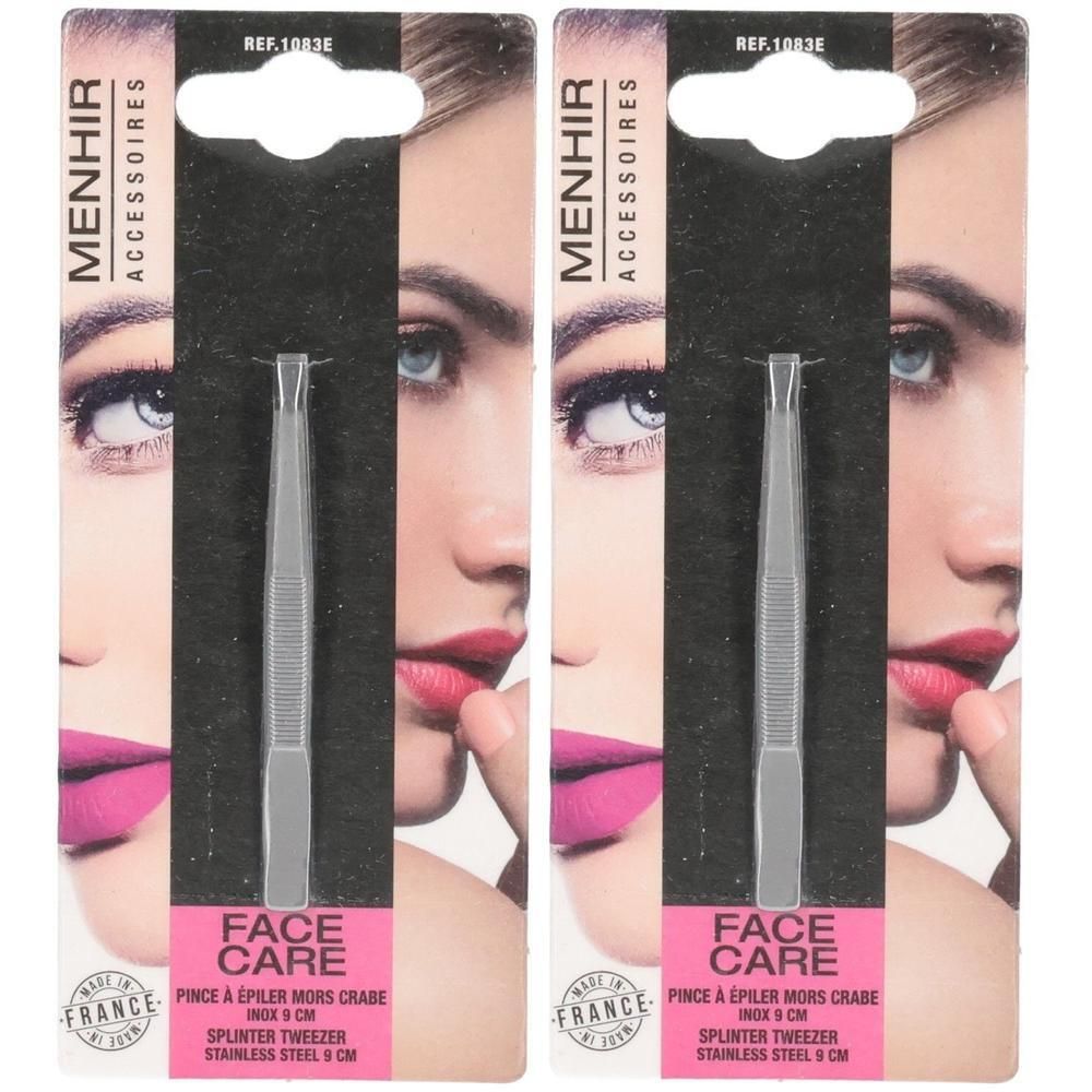 Deux paquets de pinces à épiler en acier inoxydable, 9 cm.