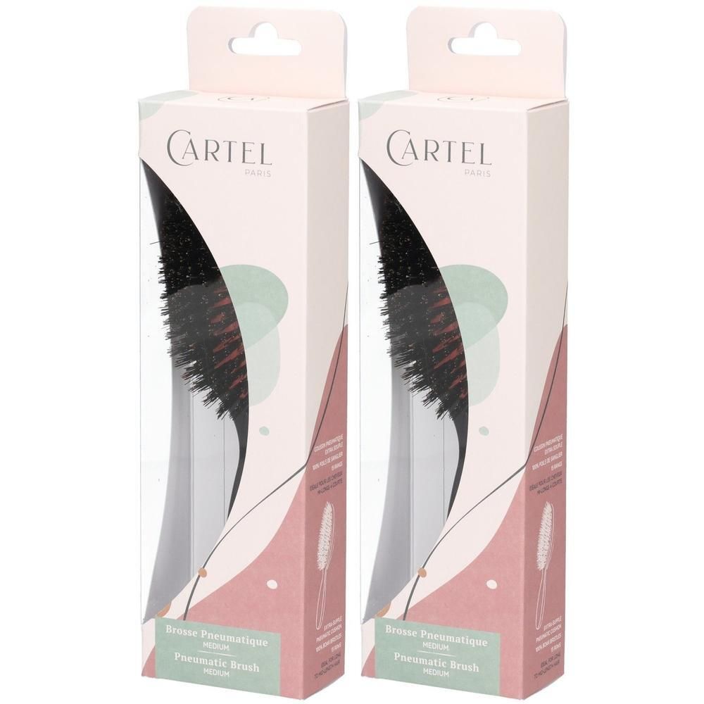 Deux brosses pneumatiques Cartel Paris pour cheveux fins à normaux, présentées dans leur emballage.