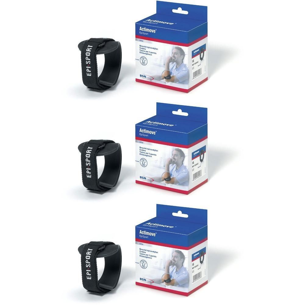 Bandage Actimove Epi Sport, noire, avec fermeture velcro et inscription visible 'EPI SPORT'.