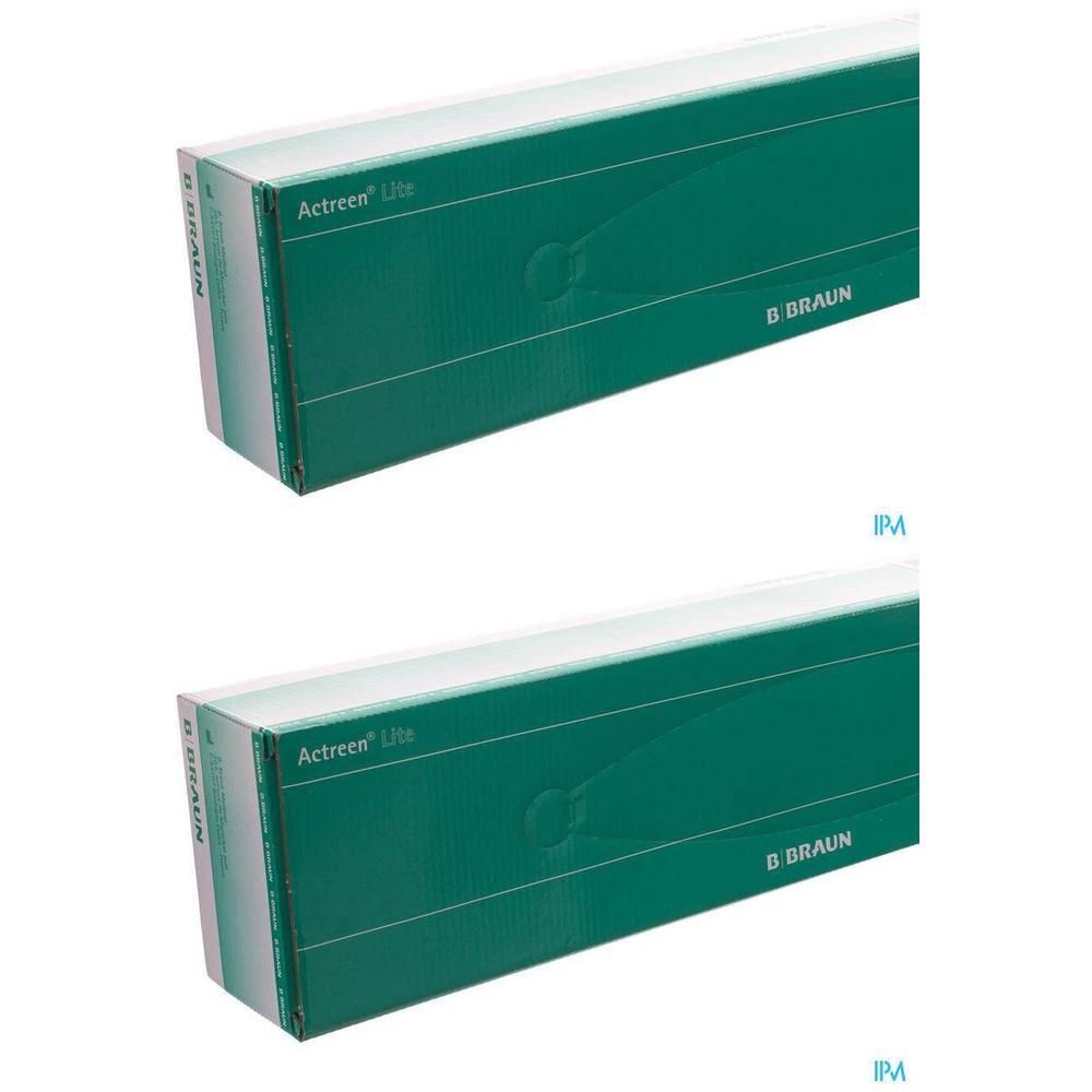 Twee verpakkingen Actreen Lite van B. Braun. Groene verpakking met witte en zilveren opdruk.