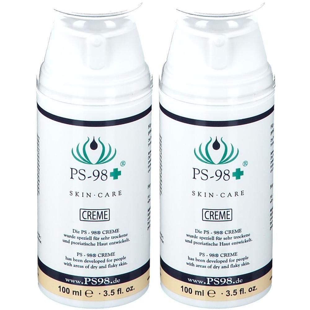 Twee flacons PS-98 Skin Care crème, 100 ml.