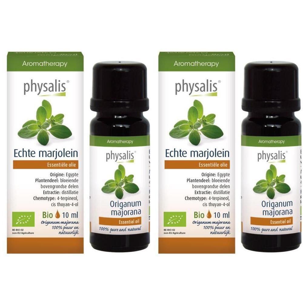 Twee flesjes Physalis Oregano Essentiële Olie, 10 ml per stuk.