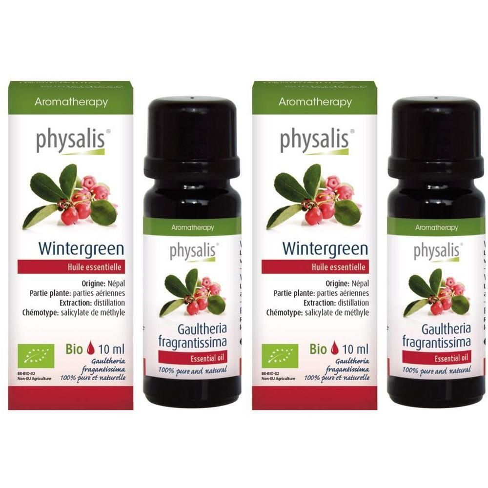 Huile essentielle Physalis Wintergreen, flacons de 10 ml. Certifiée bio.