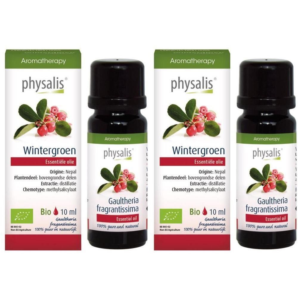 Physalis Wintergroen etherische olie, flesjes van 10 ml. Biologisch gecertificeerd.