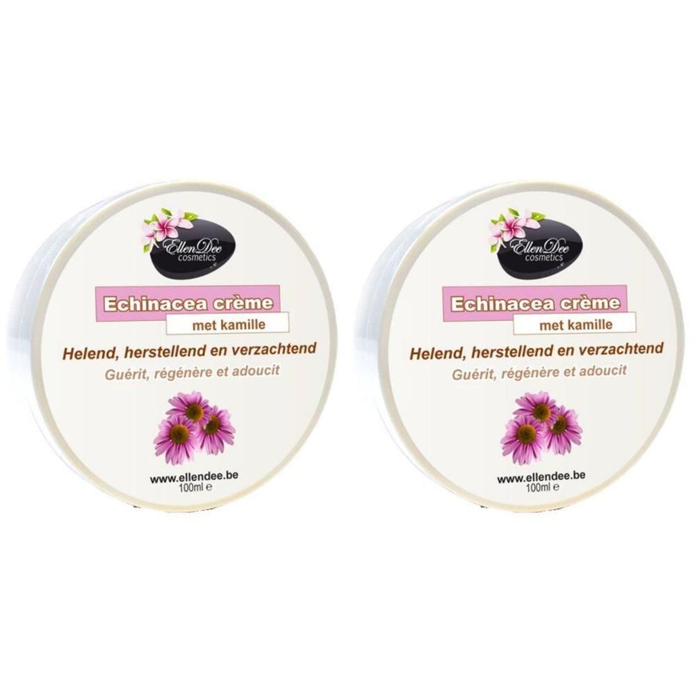 Deux pots ronds de crème à l'échinacée.