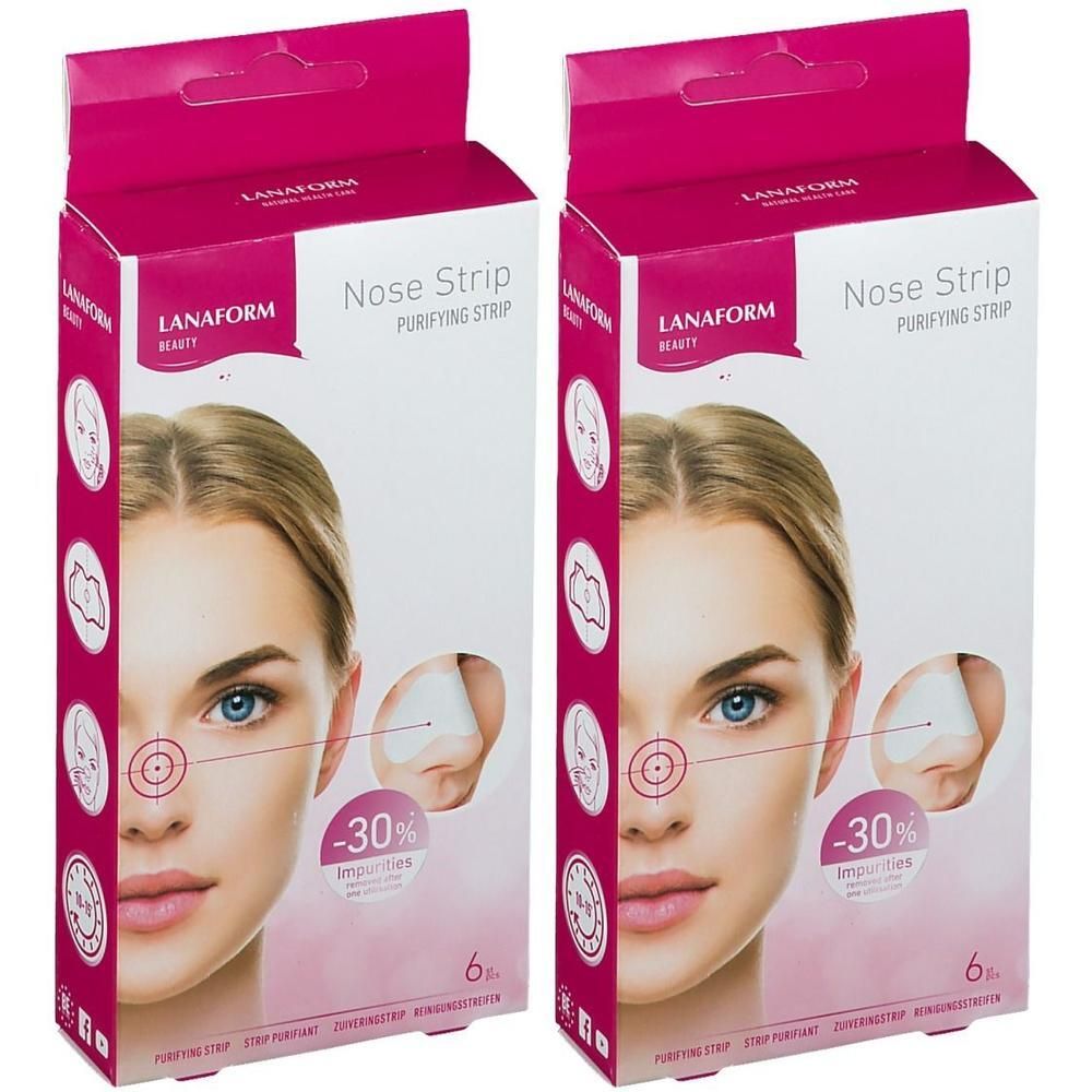 Deux paquets de Lanaform Nose Strips. Chaque paquet contient 6 patchs purifiants.