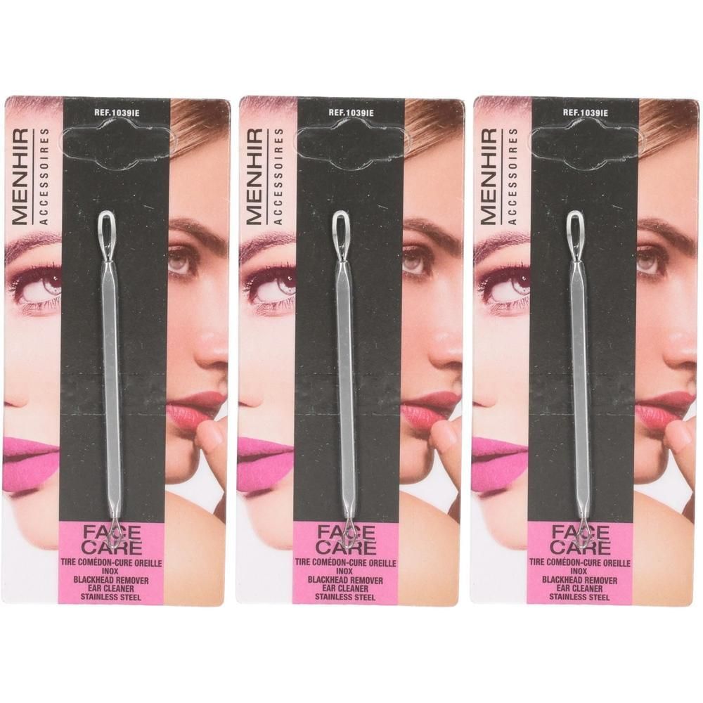 Double pack de cure-oreilles et tire-comédons en acier inoxydable.