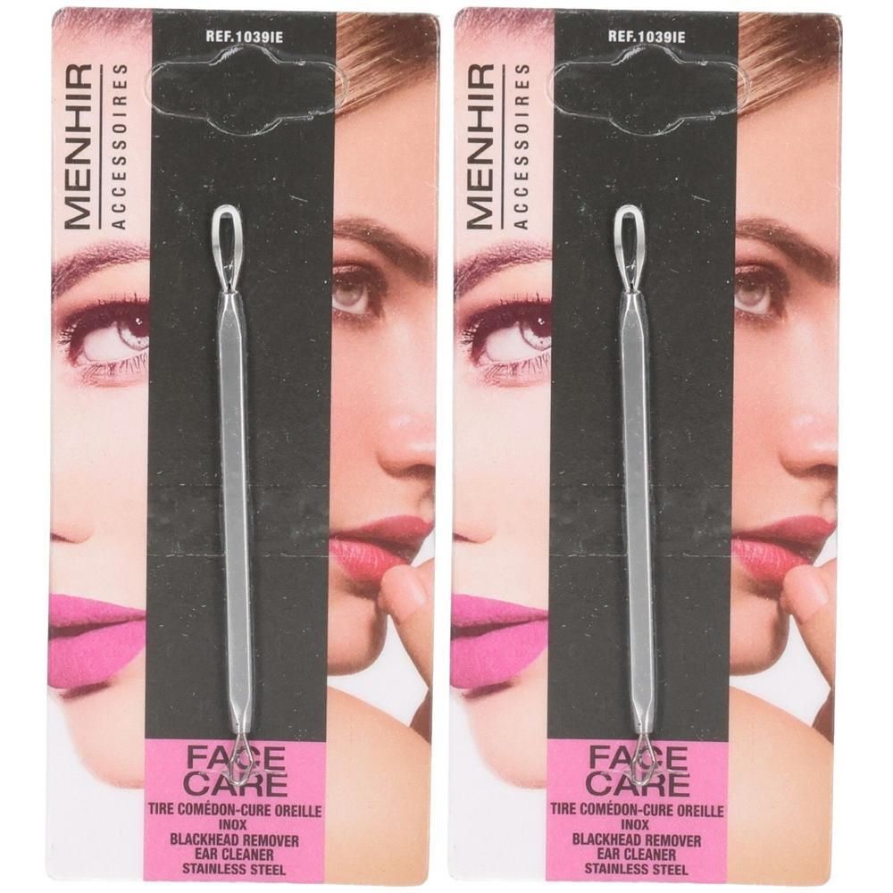 Double pack de cure-oreilles et tire-comédons en inox.